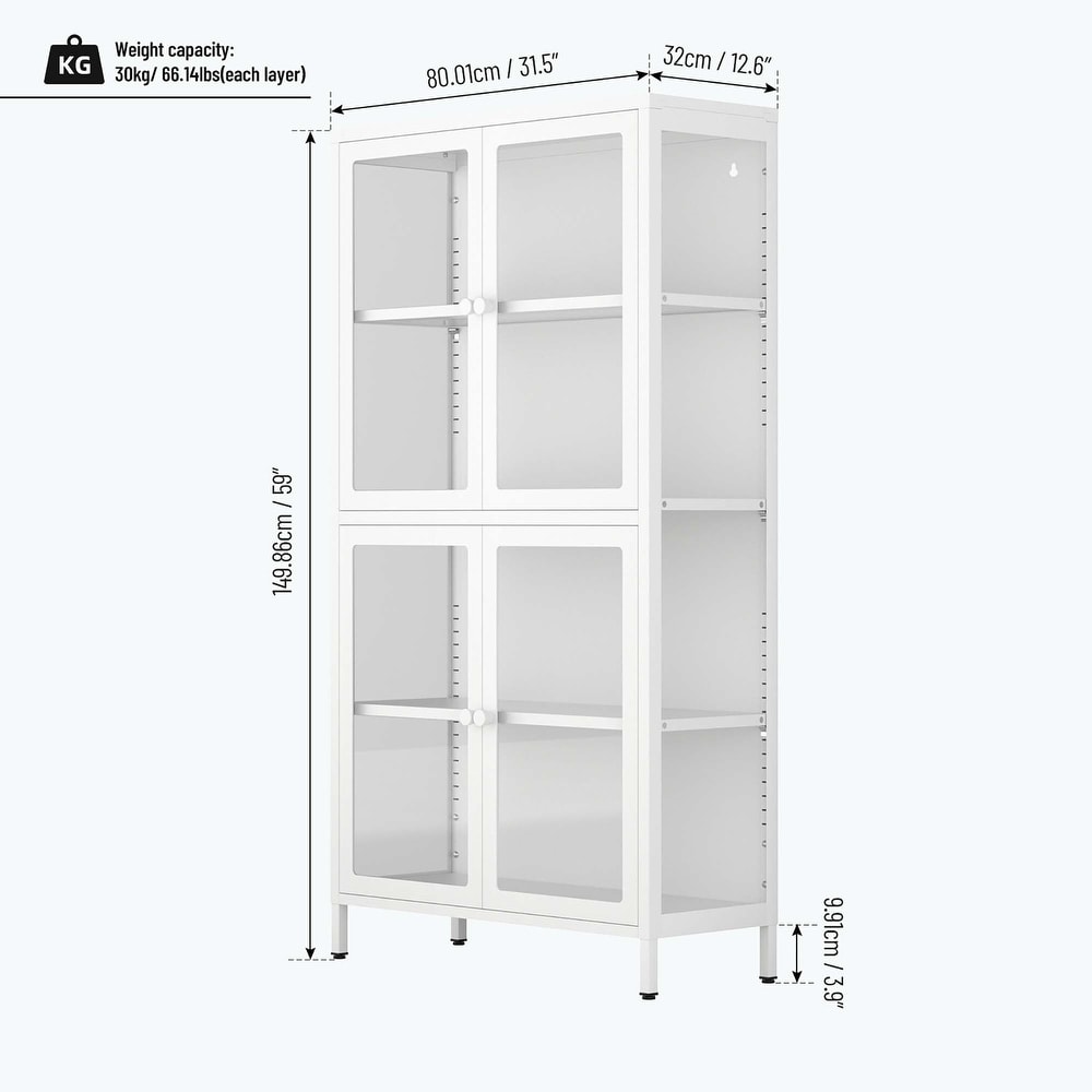 our Glass Door Storage Cabinet with Adjustable Shelves