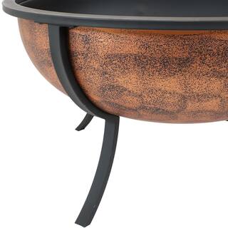 Sunnydaze Decor 25.75 in. Copper Raised Outdoor Fire Pit Bowl with Spark Screen NB-550