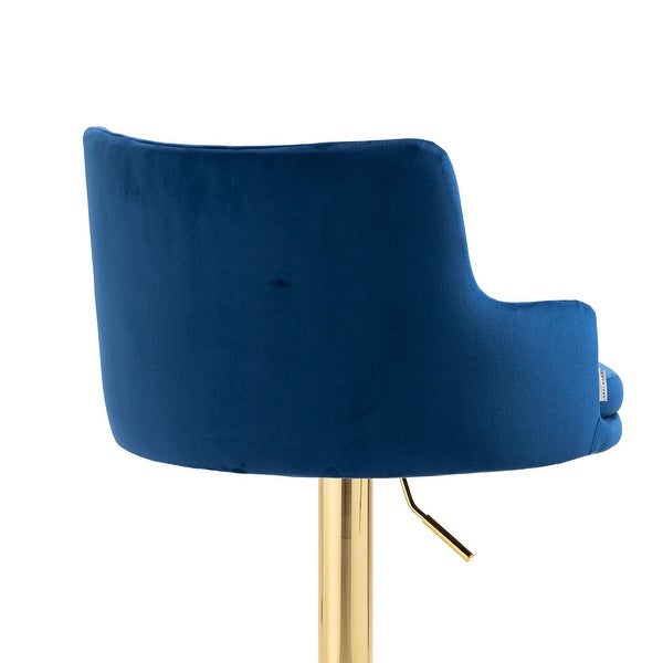 Modern Swivel Barstools with Footrest Velvet Adjustable Height Bar Chairs