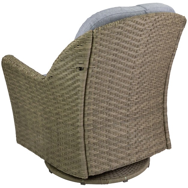 Gray Resin Wicker Deep Seated Glider Chair With Gray Cushions