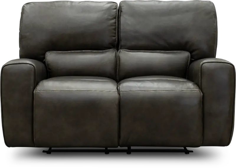 Madrid Charcoal Gray Leather-Match Power Reclining Loveseat