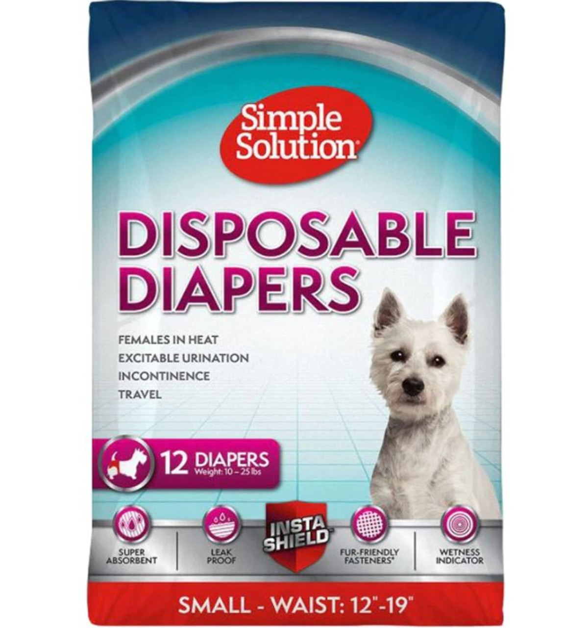 Simple Solution Disposable Diapers For Dogs， Small， 12 Pack