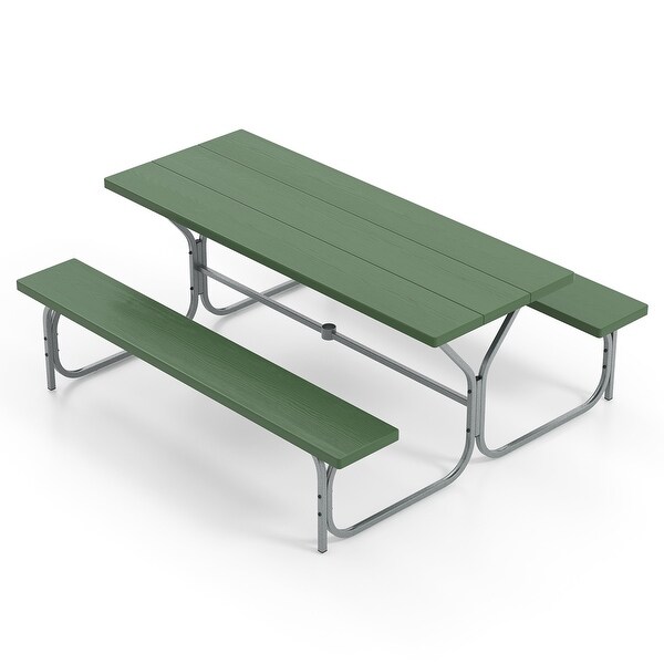 6 Feet Picnic Table Bench Set with HDPE Tabletop for 8 Person