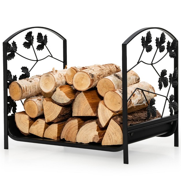 Costway 19 x27 x27 Firewood Storage Rack Leaf Patterns Firewood Storage Holder