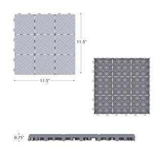 Pure Garden 11.5 in. x 11.5 in. Outdoor Interlocking Polypropylene Patio and Deck Tile Flooring in Grey (Set of 6) HW1500208