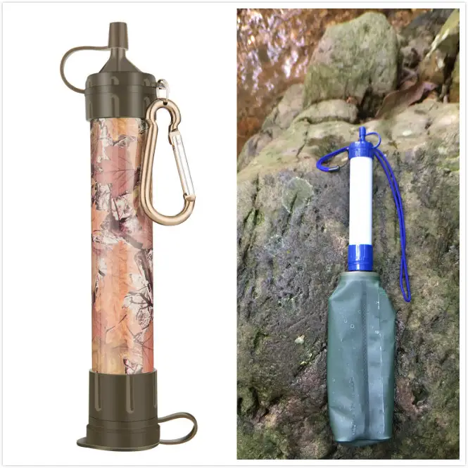 Portable 0.01 micron water filtration straw outdoor survival camping hiking personal water filter straw