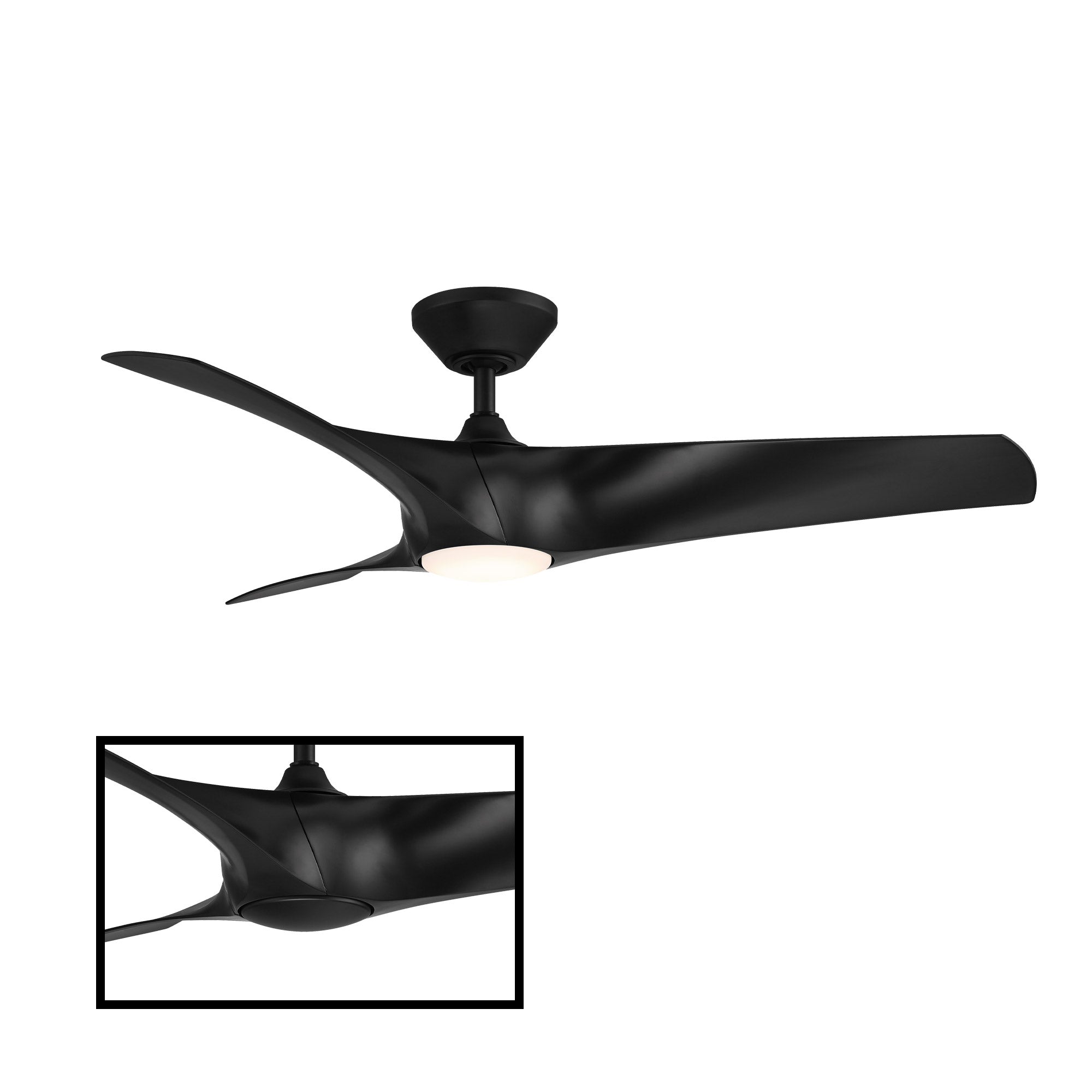 Zephyr Indoor and Outdoor 3-Blade Smart Ceiling Fan 52in Matte Black with 3000K LED Light Kit and Remote Control