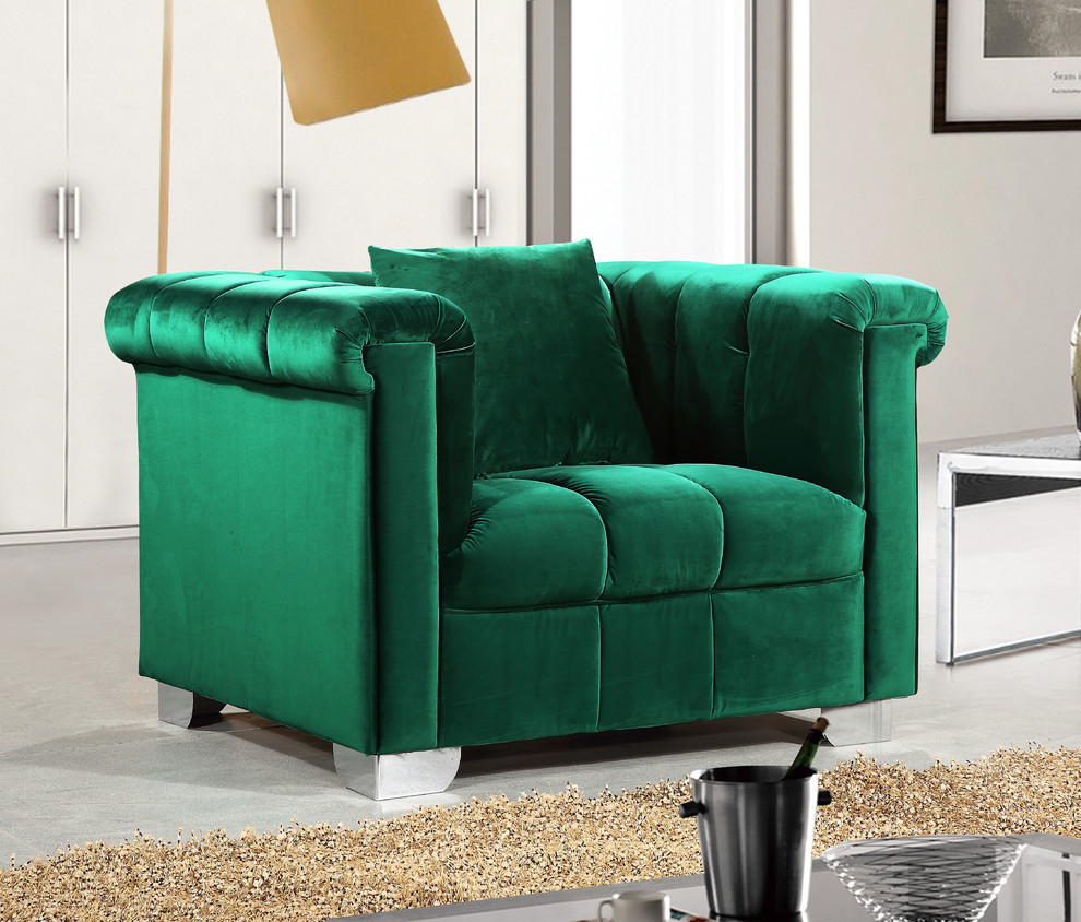 Kayla Velvet Upholstered Set   Contemporary   Armchairs And Accent Chairs   by Meridian Furniture  Houzz