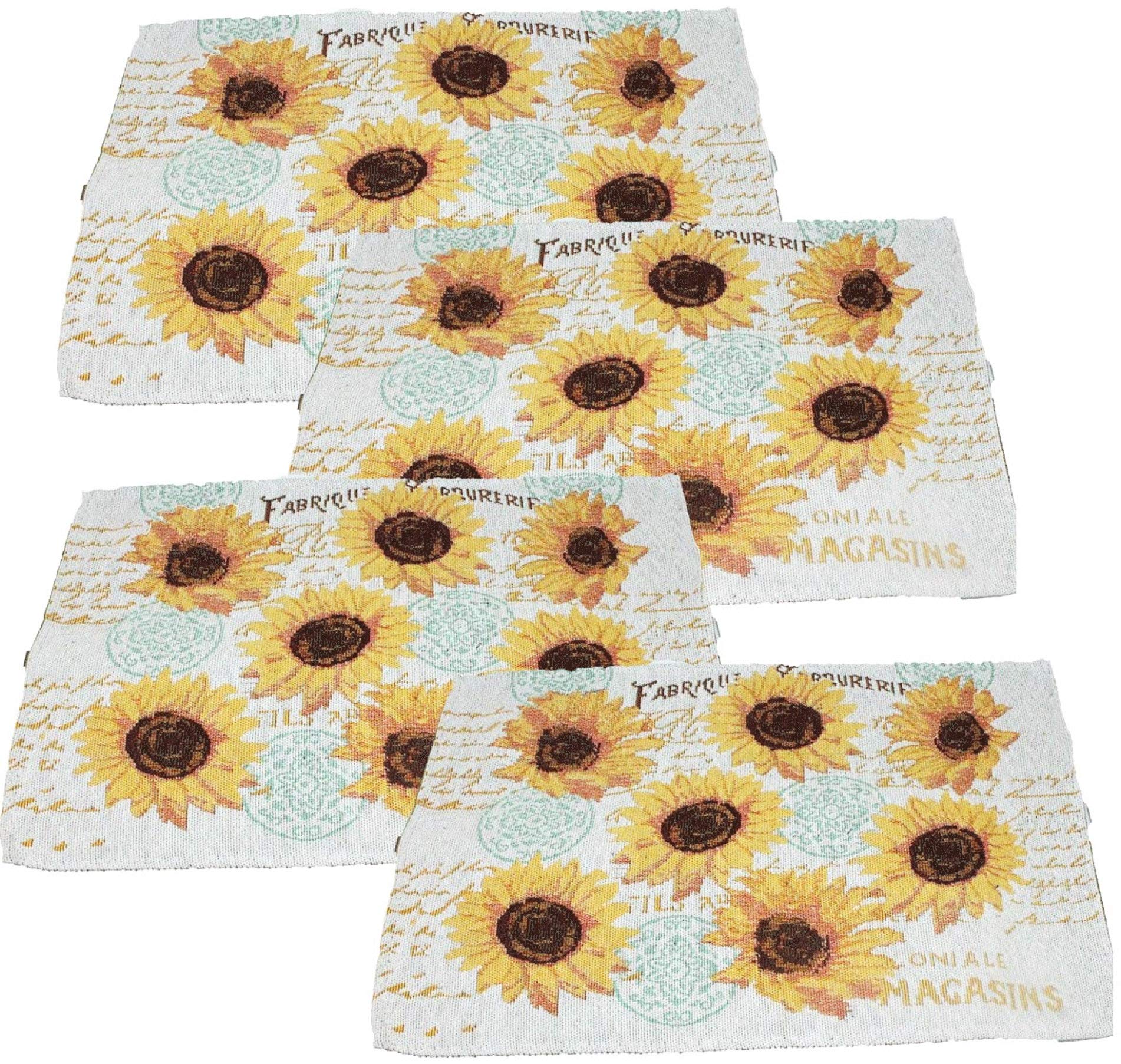 Sunflower Kitchen Towel Set - Sunflower Pot Holder - Sunflower Oven Mitt and Sunflower Placemat - Comes in an Organza Bag so It's Ready for Giving! (8 Pc Mixed Placemat Set)