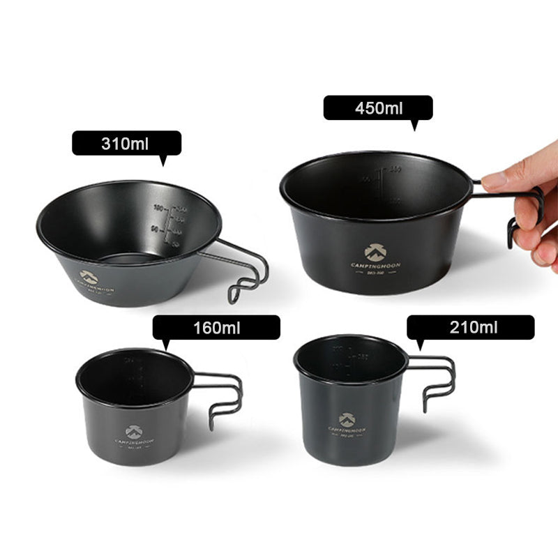 CAMPINGMOON 160ml210ml310ml450ml Outdoor Camping Stainless Steel Sierra Cup with Black Titanium Coating Portable Camping Hiking Picnic BBQ Tableware Cookware