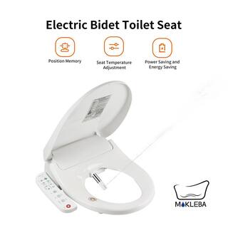 Mokleba Electric Heated Bidet Seat for Round Toilets in. White with Built-in Dryer and Adjustable Nozzle Position BTMKEBCO001