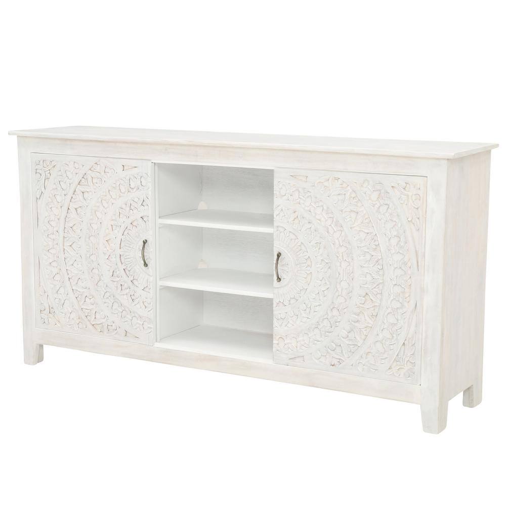 Home Decorators Collection Chennai 70 in. White Wash TV stand 9510100940