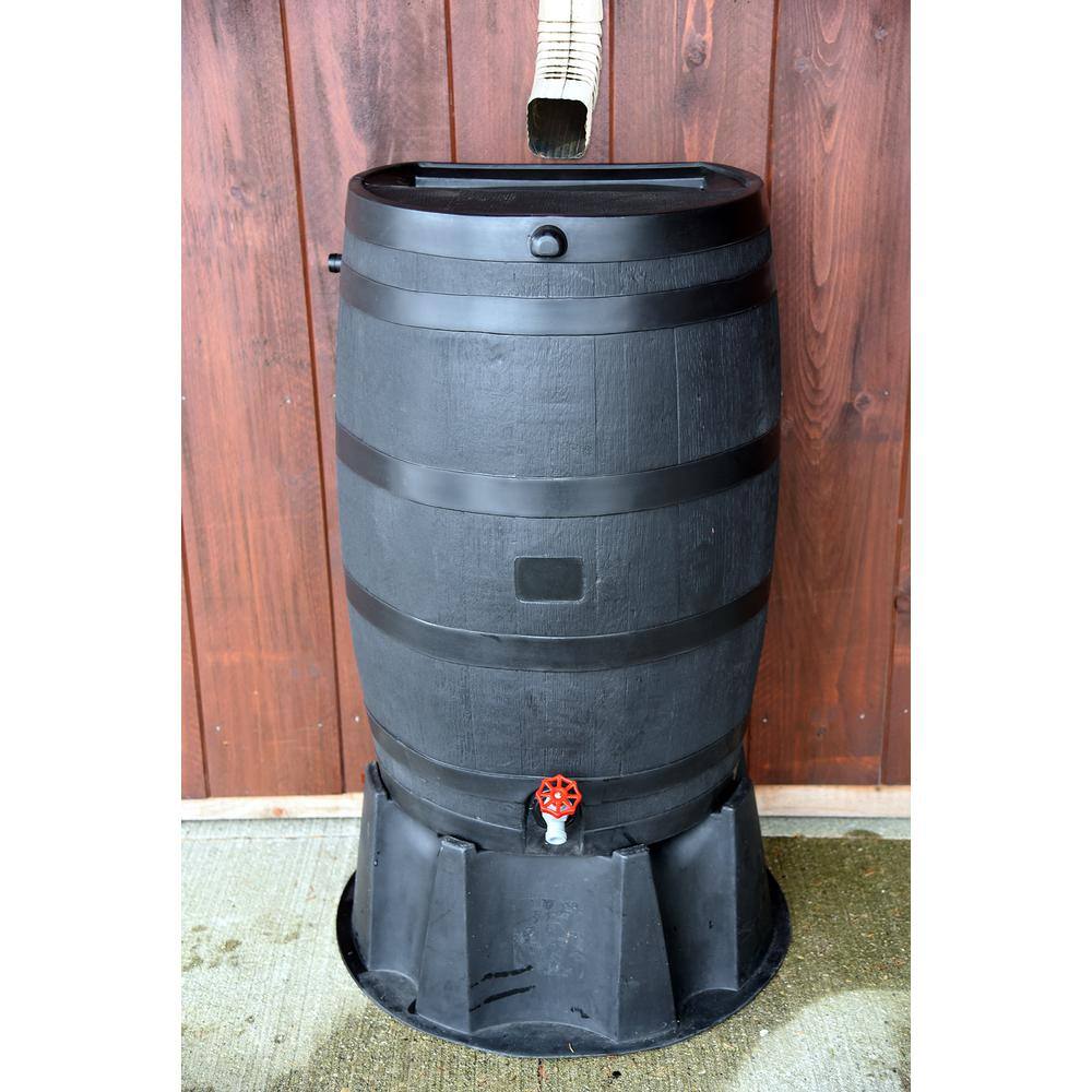 RTS Home Accents 50 Gal. Rain Barrel Black Colour with Plastic Spigot 551000300A8081