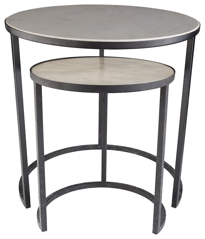 Hearthstone Nesting Side Table Set by Surya  Black/Ivory   Industrial   Coffee Table Sets   by HedgeApple  Houzz