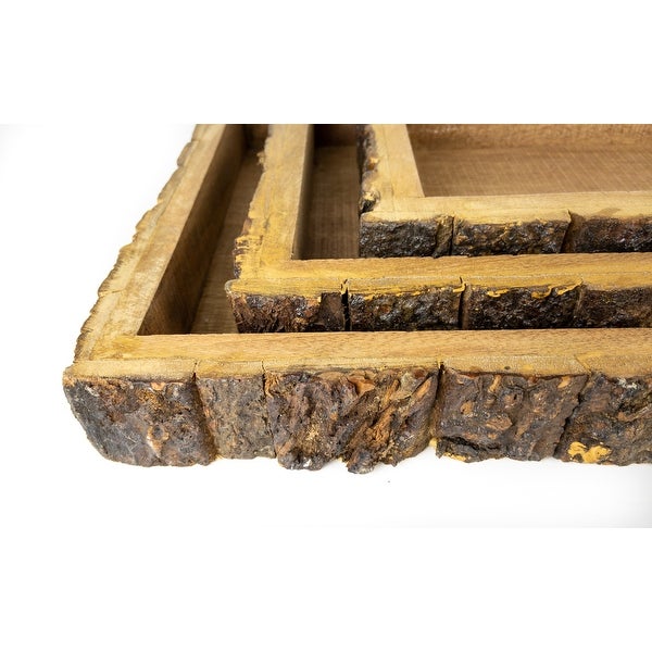 Wood Bark Trays S/3 - Rectangular - 16.5， 20.5， 24