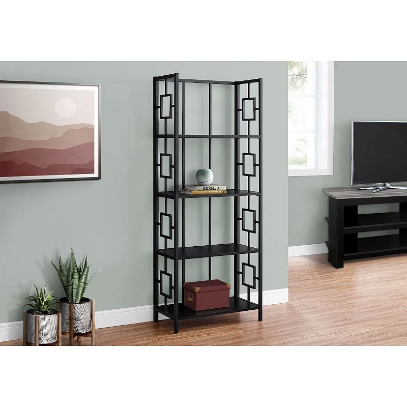 61.5 Black Contemporary Four Tier Etagere Bookcase