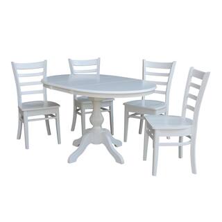 International Concepts Sophia 5-Piece 36 in. White Extendable Solid Wood Dining Set with Emily Chairs K08-36RXT-11B-C617-4