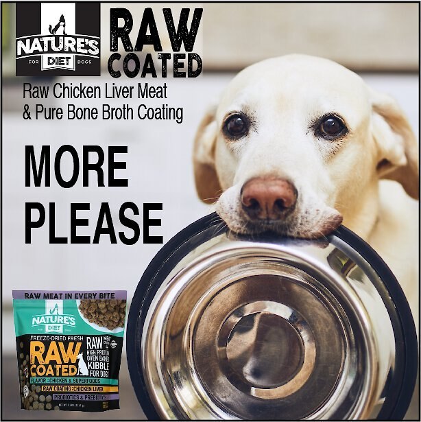 Nature's Diet Raw Coated Kibble Raw Chicken Liver and Bone Broth Coating Freeze-Dried Dog Food， 5-lb bag