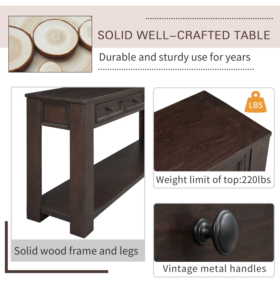 TATEUS 63 quotConsole Table Hallway Sofa Table With Storage Drawers Bottom Shelf   Transitional   Console Tables   by TATEUS LLC  Houzz