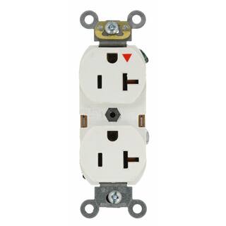 Leviton 20 Amp Industrial Grade Heavy Duty Isolated Ground Duplex Outlet White 5362-IGW