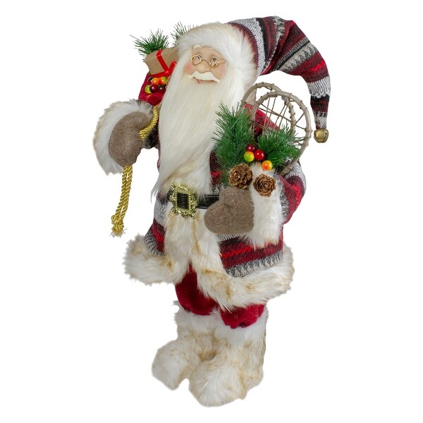 18 Standing Santa Christmas Figure with Snow Shoes and Fur Boots