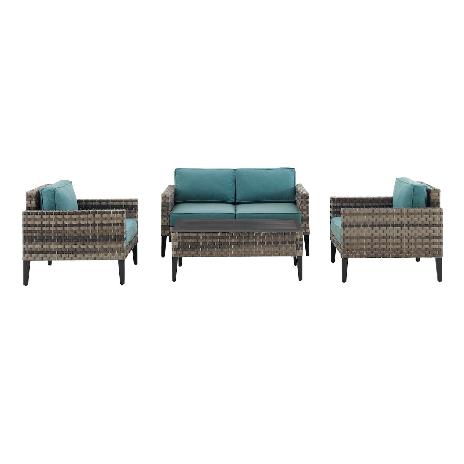 Crosley Prescott Outdoor Conversation Loveseat， Chair and Coffee Table 4-piece Set