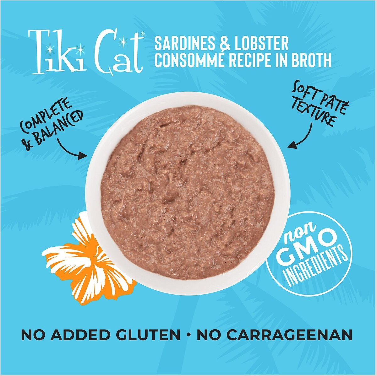 Tiki Cat Pate Sardine and Lobster Consommé Recipe in Broth  Wet Cat Food， 2.8-oz， case of 12