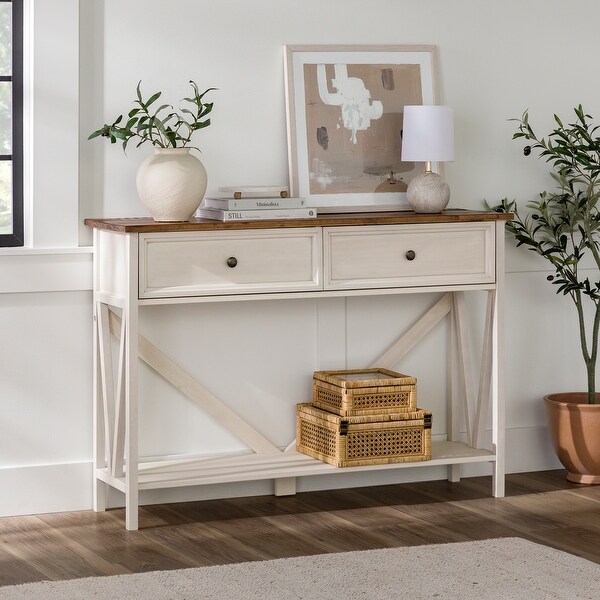 Middlebrook Rustic 2-Drawer Entry Table with Lower Shelf