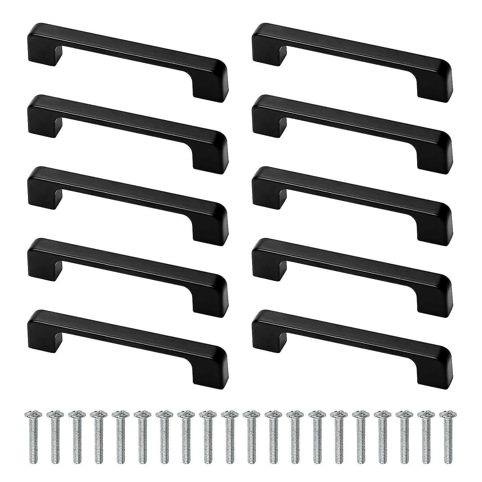 10 Pieces Cabinet Handles Black With Screw For Kitchen Cupboard Wardrobe ， Hole Centre 96mm