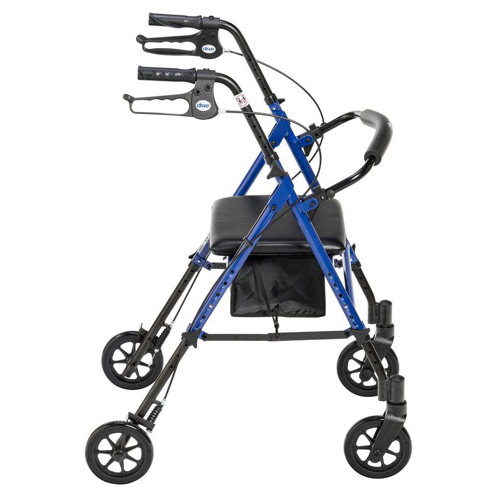 Drive Medical Adjustable Height Rollator Rolling Walker with 6 in. Wheels Blue rtl10261bl