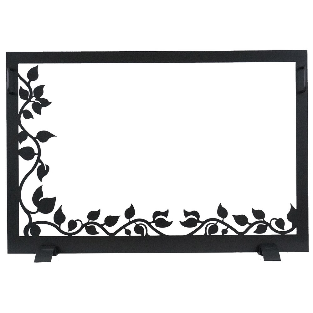 Design Specialties Ivy Glass Black Steel Fireplace Screen 38 X 26