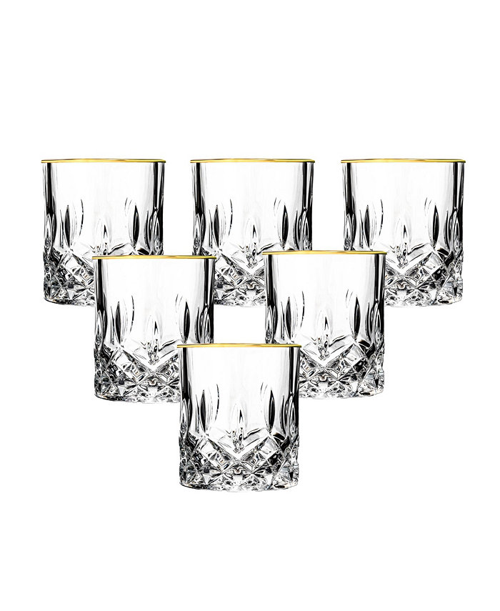 Lorren Home Trends Siena Collection 4 Piece Shot Glass with Gold Trim Set