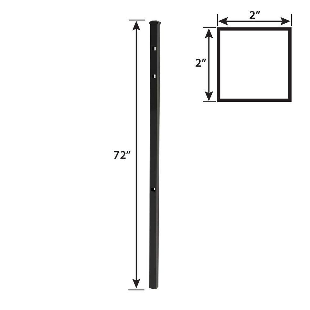 FORGERIGHT 72 in. 4 ft. Black Osprey Black Aluminum Fence Line Post 881812