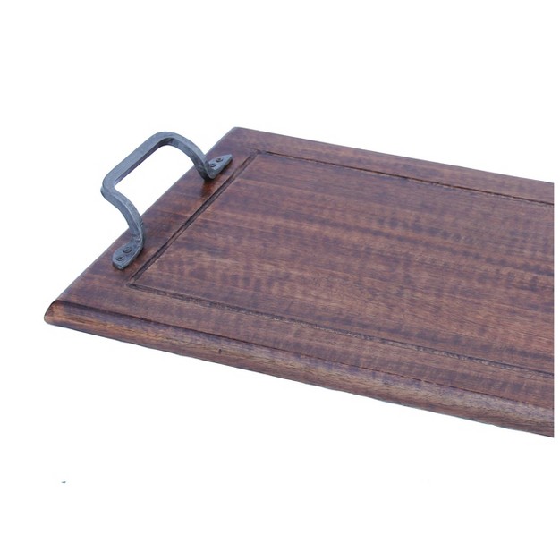 A amp b Home Wooden Tray With Metal Handles 13 8x3 2x24 quot