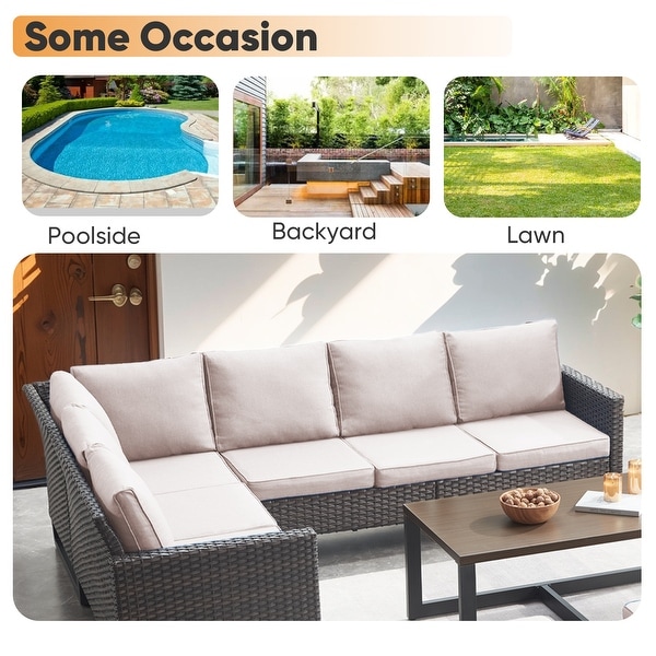 Outdoor Sectional Sofa Wicker Patio Conversation Sofa Set