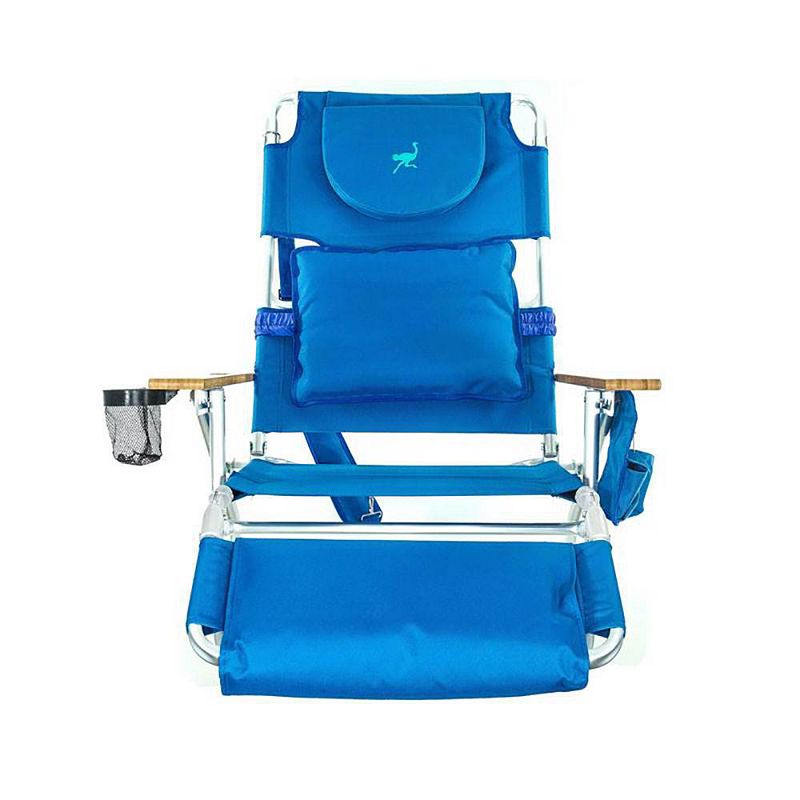 Ostrich Deluxe Padded 3-N-1 Outdoor Lounge Reclining Beach Chair， Blue