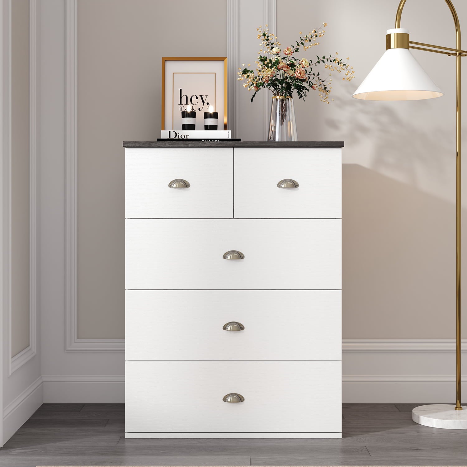 Chest of Drawers with Locks on 2-Top Chest of Drawers, 5 - Drawer Dresser