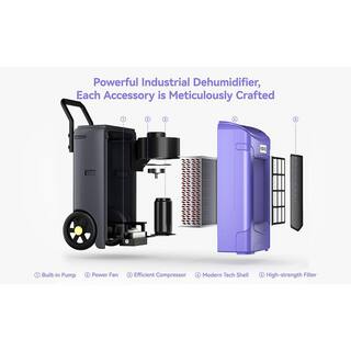 Kesnos 180Pint Commercial Dehumidifiers for Room or Basements Up to 7000 sq. ft Industrial Dehumidifier with Pump Water Tank HDCX-PDGT701BC