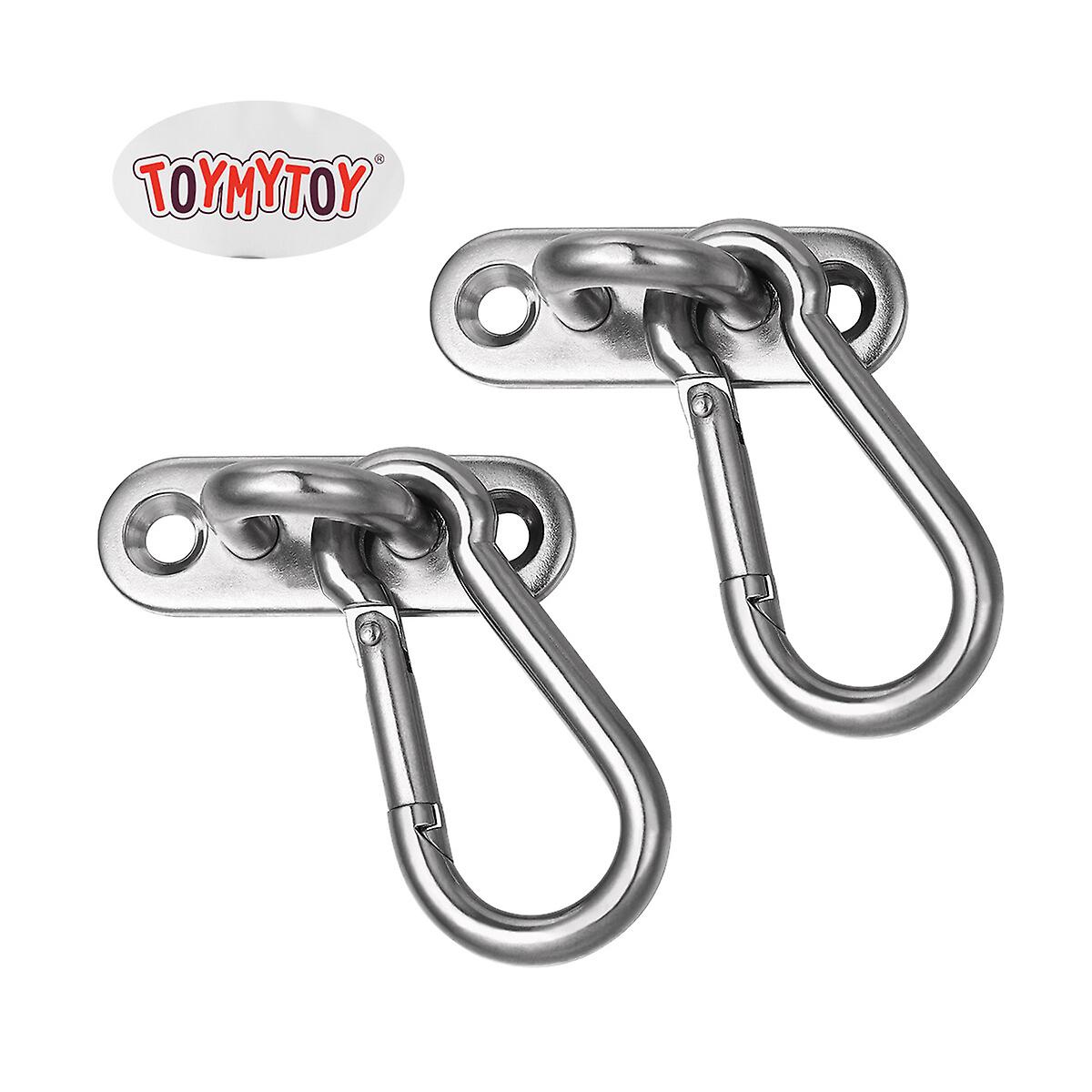 Toymytoy 2 Pcs M5 Ceiling Wall Mount Brackets Hammock Sandbag Yoga Hooks Turnbuckle Trapeze Fixed Hanger With 2 Pcs Swing Hooks For Suspension Straps