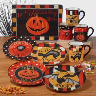 Certified International Spooky Halloween 18 oz. Assorted Colors Earthenware Beverage Mug (Set of 4) 28716SET4