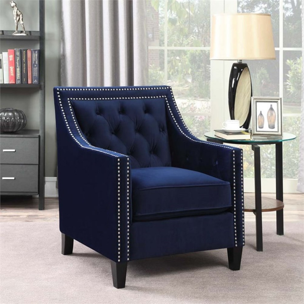 Catania Modern / Contemporary Accent Arm Chair in Navy Finish   Contemporary   Armchairs And Accent Chairs   by Homesquare  Houzz