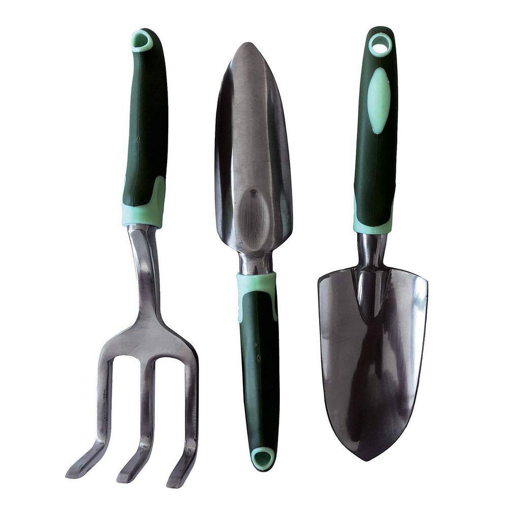 Dyiom 3-Piece Stainless Steel Garden Tool Set with Rubberized Handles B07C4QW2VT