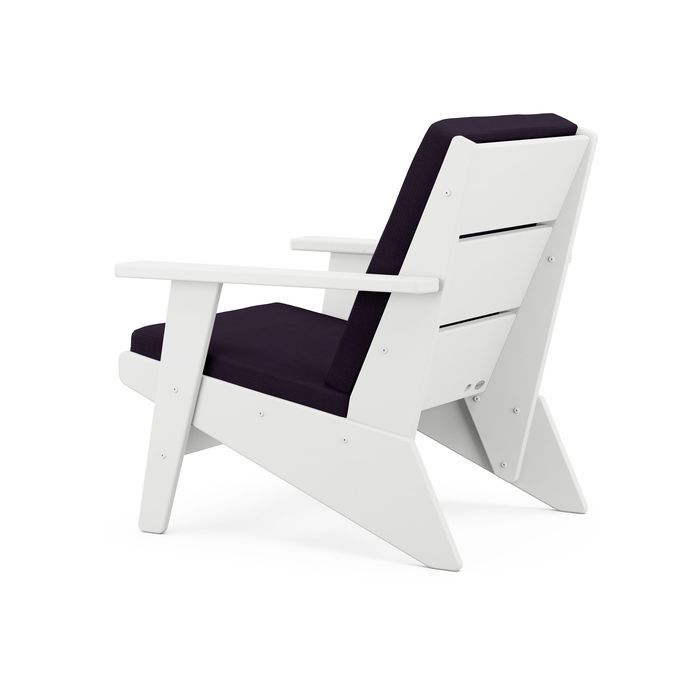 Polywood Rivera Outdoor 4pc Seating Set in White with Indigo Cushions