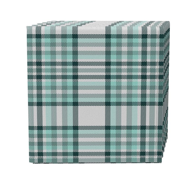 Napkin Set of 4， 100% Cotton， 20x20， Plaid 17