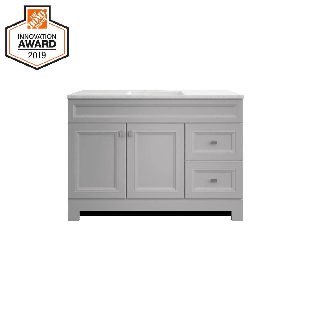 Home Decorators Collection Sedgewood 48.5 in. W Configurable Bath Vanity in Dove Gray with Solid Surface Top in Arctic with White Sink PPLNKDVR48D