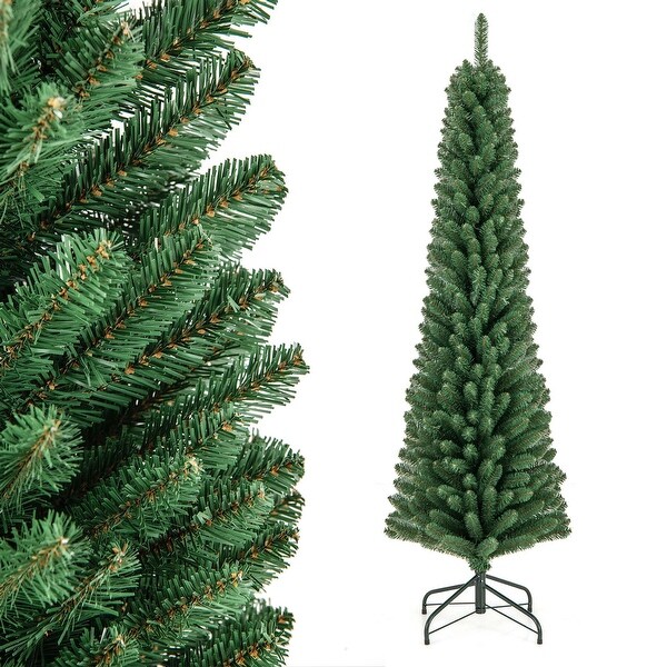 Costway 5/6/7/8 FT Pencil Christmas Tree Artificial Xmas Tree with