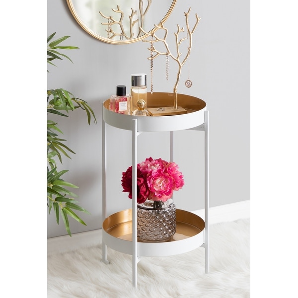 Kate and Laurel Nira Two-Tiered Metal Side Table - 15x15x24