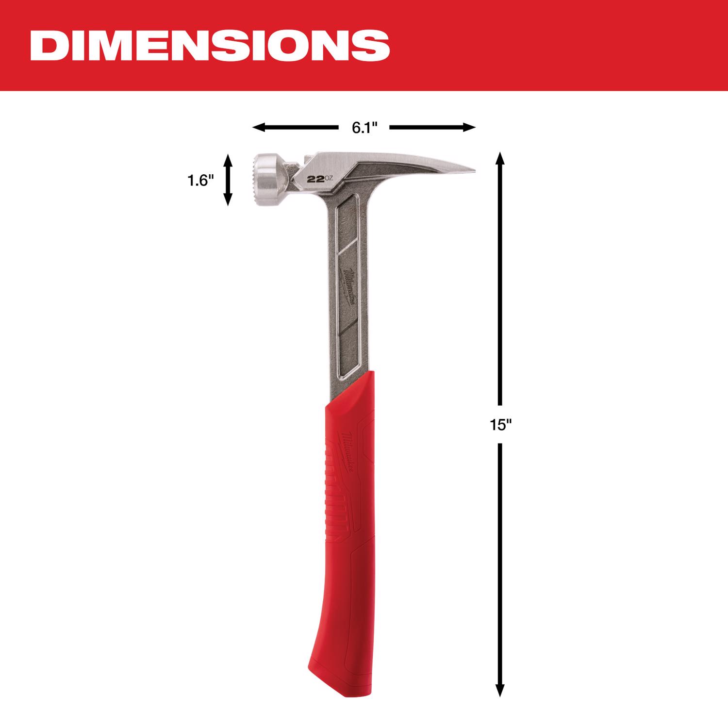 MW 22 oz Milled Face Framing Hammer 15 in. Steel Handle