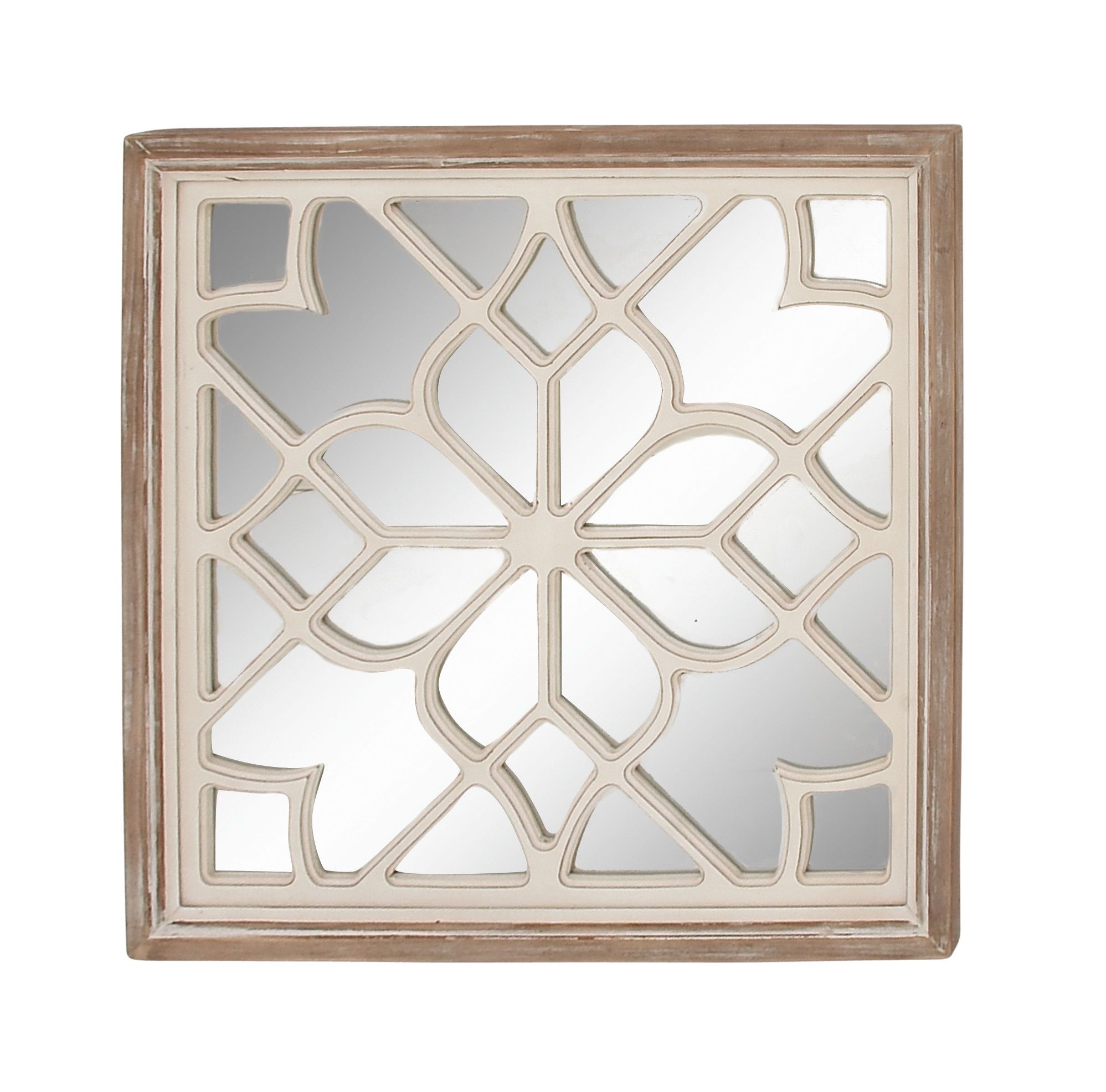 White Vintage Wood Wall Mirror 30 x 30