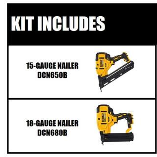 DW 20V MAX XR Lithium-Ion 15-Gauge Cordless Finish Nailer and 18-Gauge Brad Nailer (Tools Only) DCN650B680B